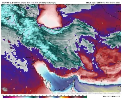 خروج تدریجی سامانه بارشی فعال در کشور از روز چهارشنبه افت شدید دما